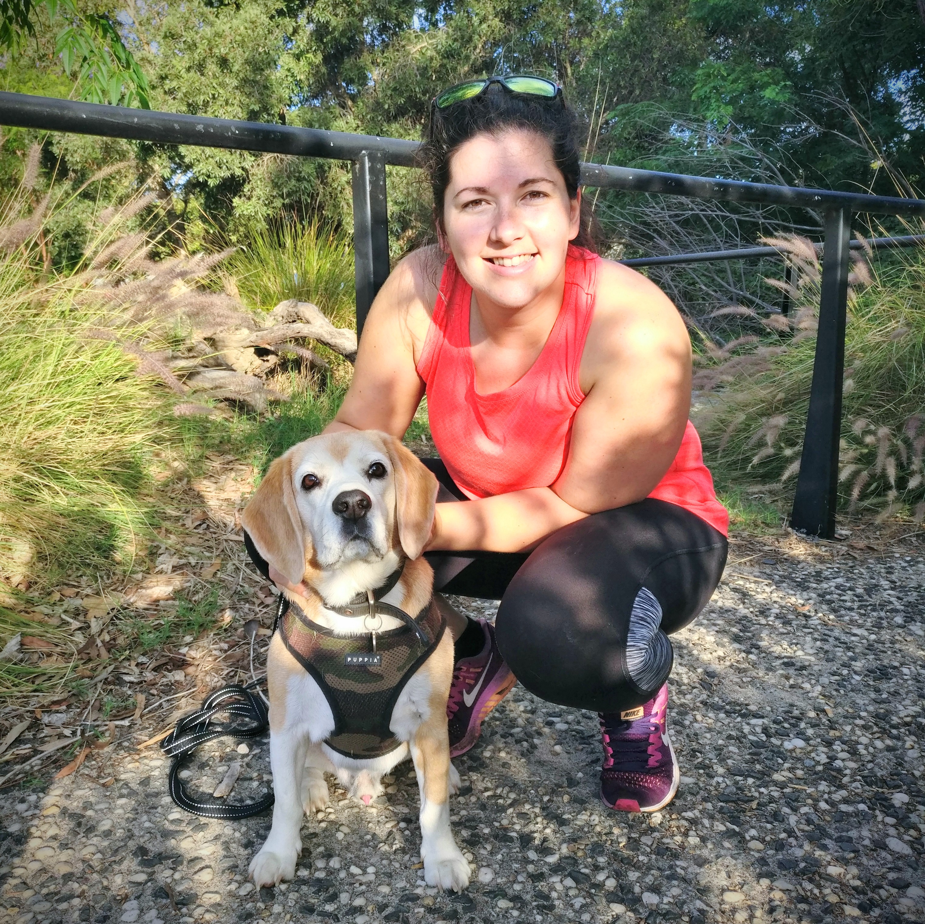 Rebecca with therapy dog Ace, after completing her final cynophobia therapy session.
